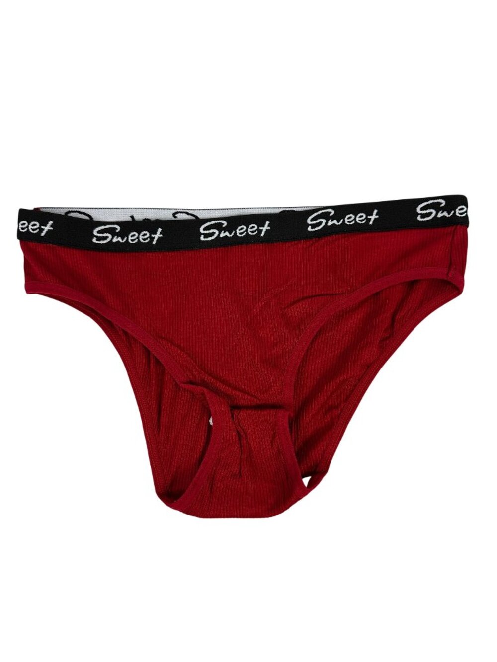 Sweet Womens Red Ribbed Bikini Panty S Viscose & Elastane